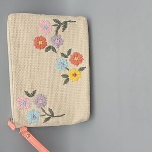 Talbots Woven Straw Floral Wristlet